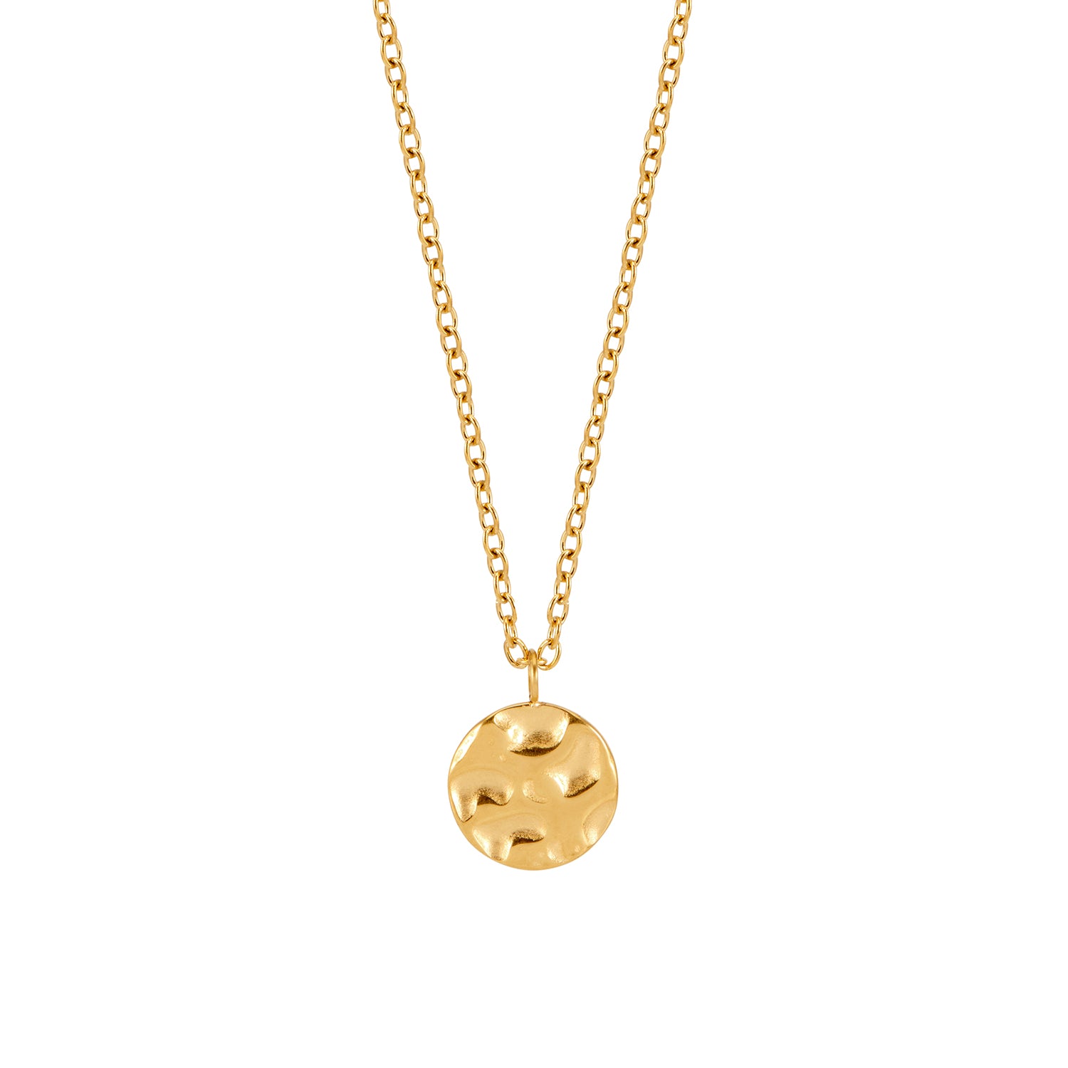 Zoi Era Small Round Textured Pendant Necklace – dainty waterproof anti-tarnish everyday layering jewellery piece.