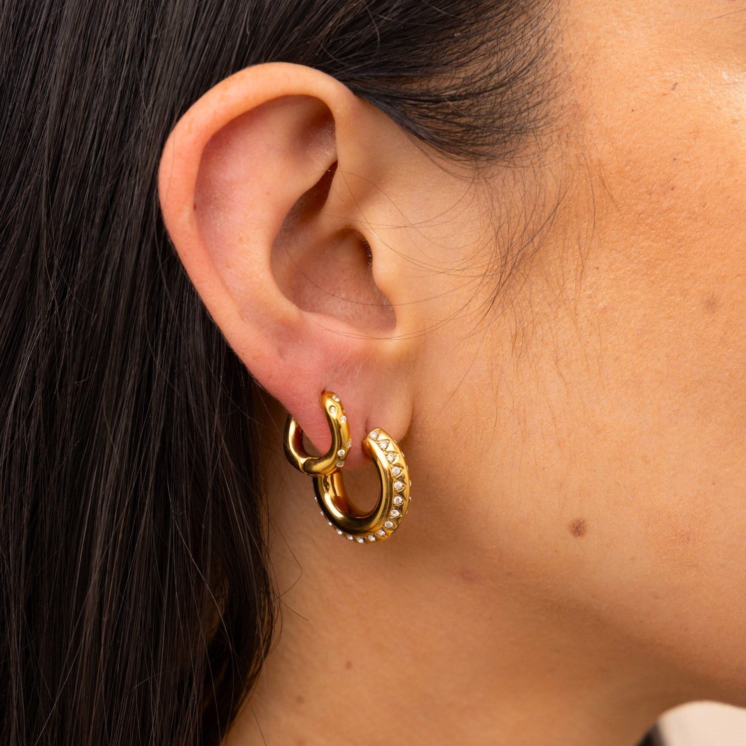 crystal hoop ear stack