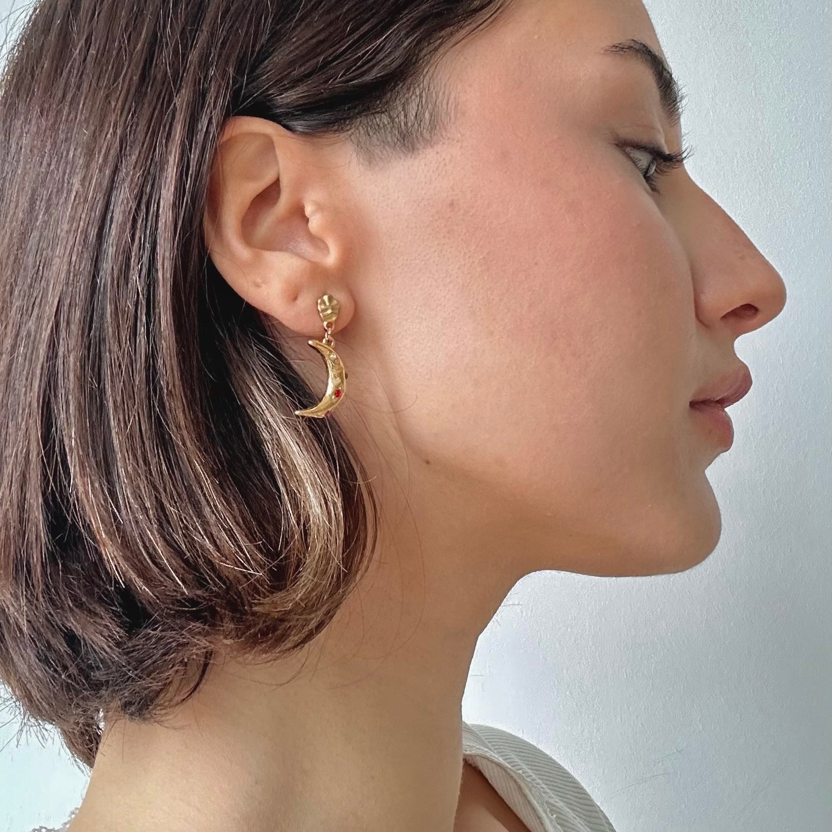 gold stacking dangle drop earrings