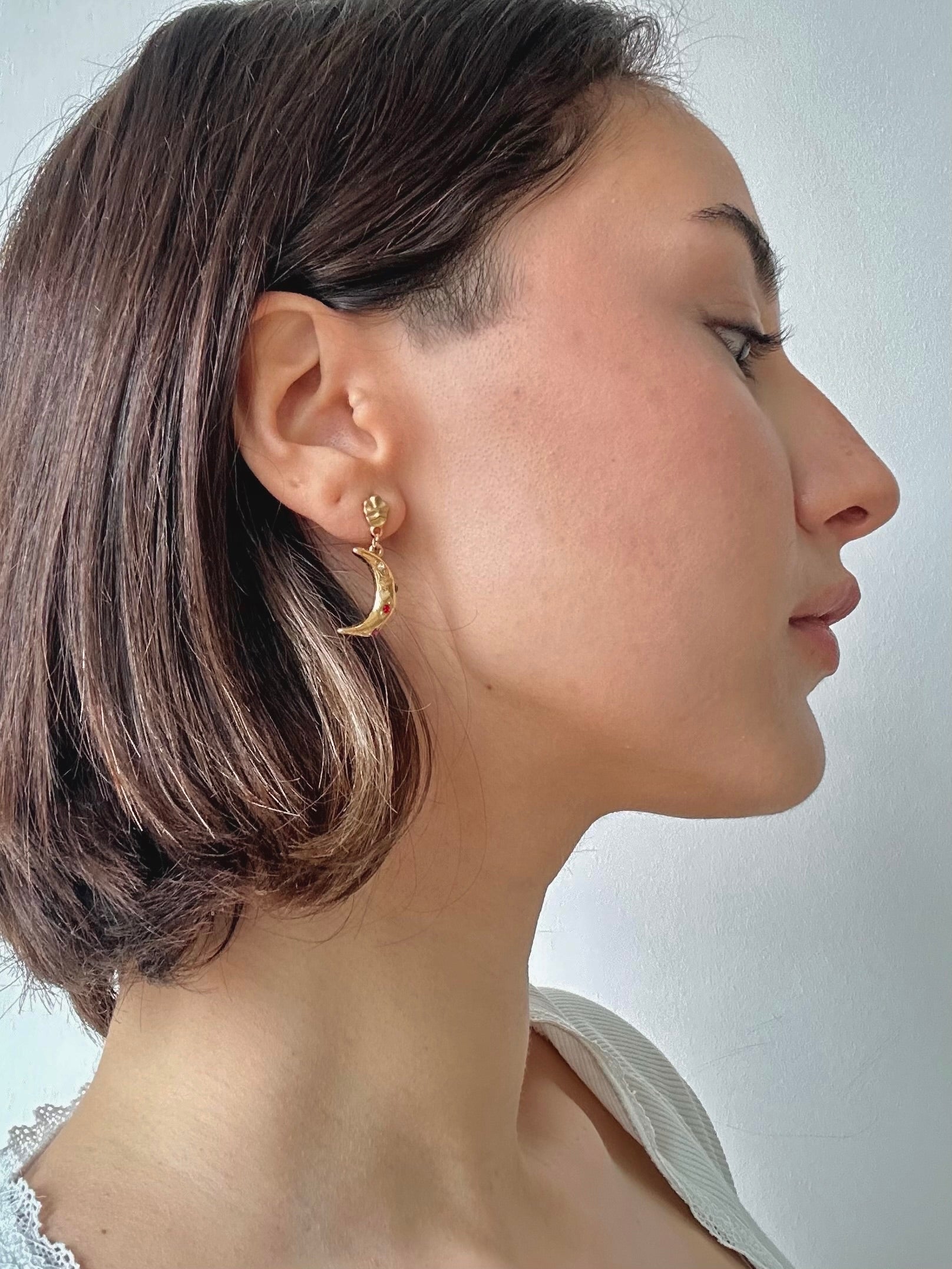 gold stacking dangle drop earrings