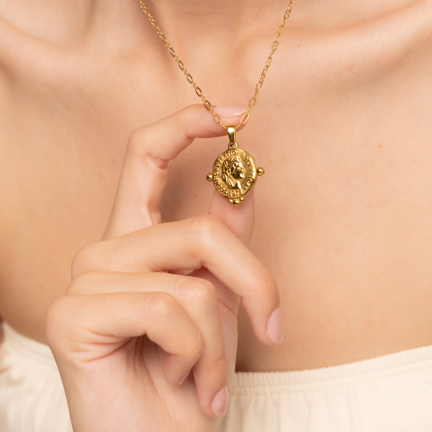 gold roman coin necklace