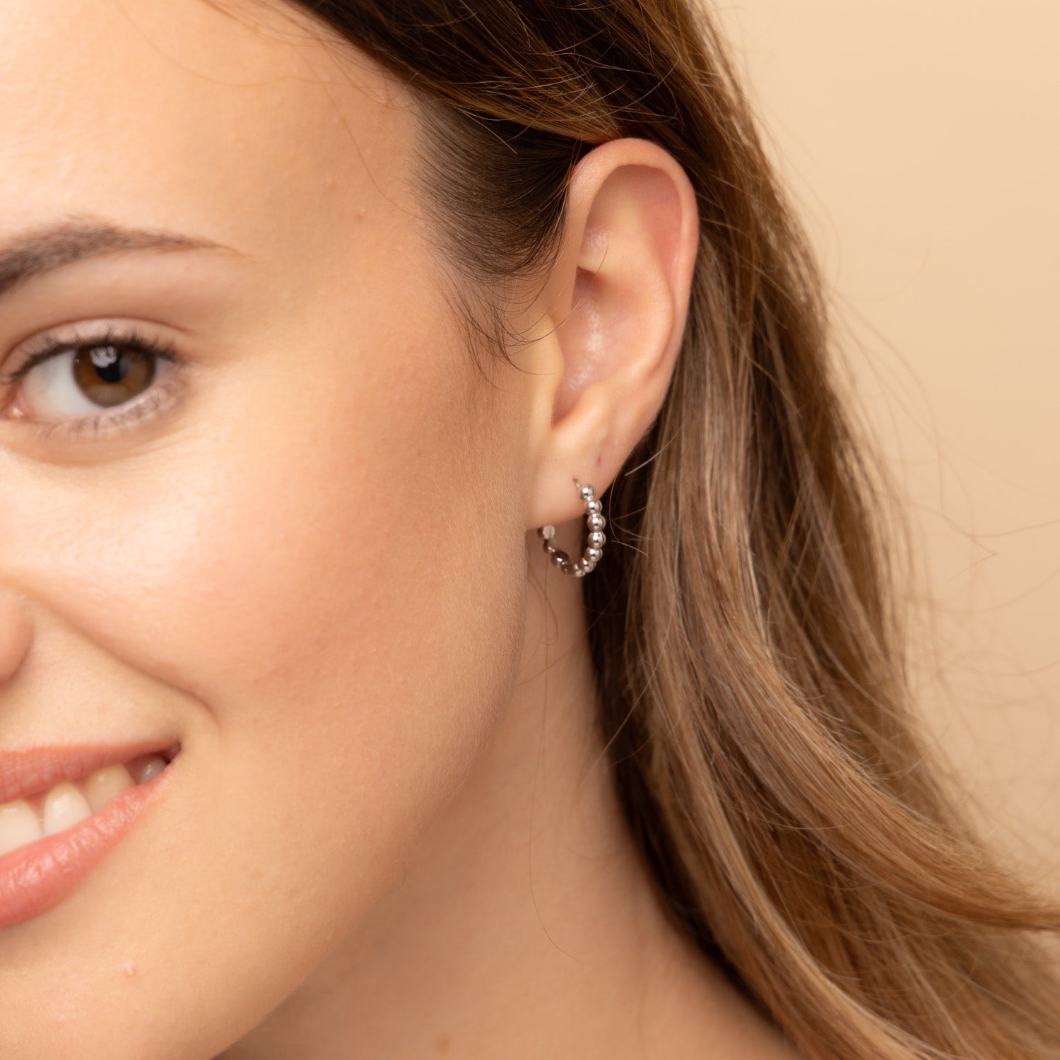 silver anti-tarnish ball huggie hoops