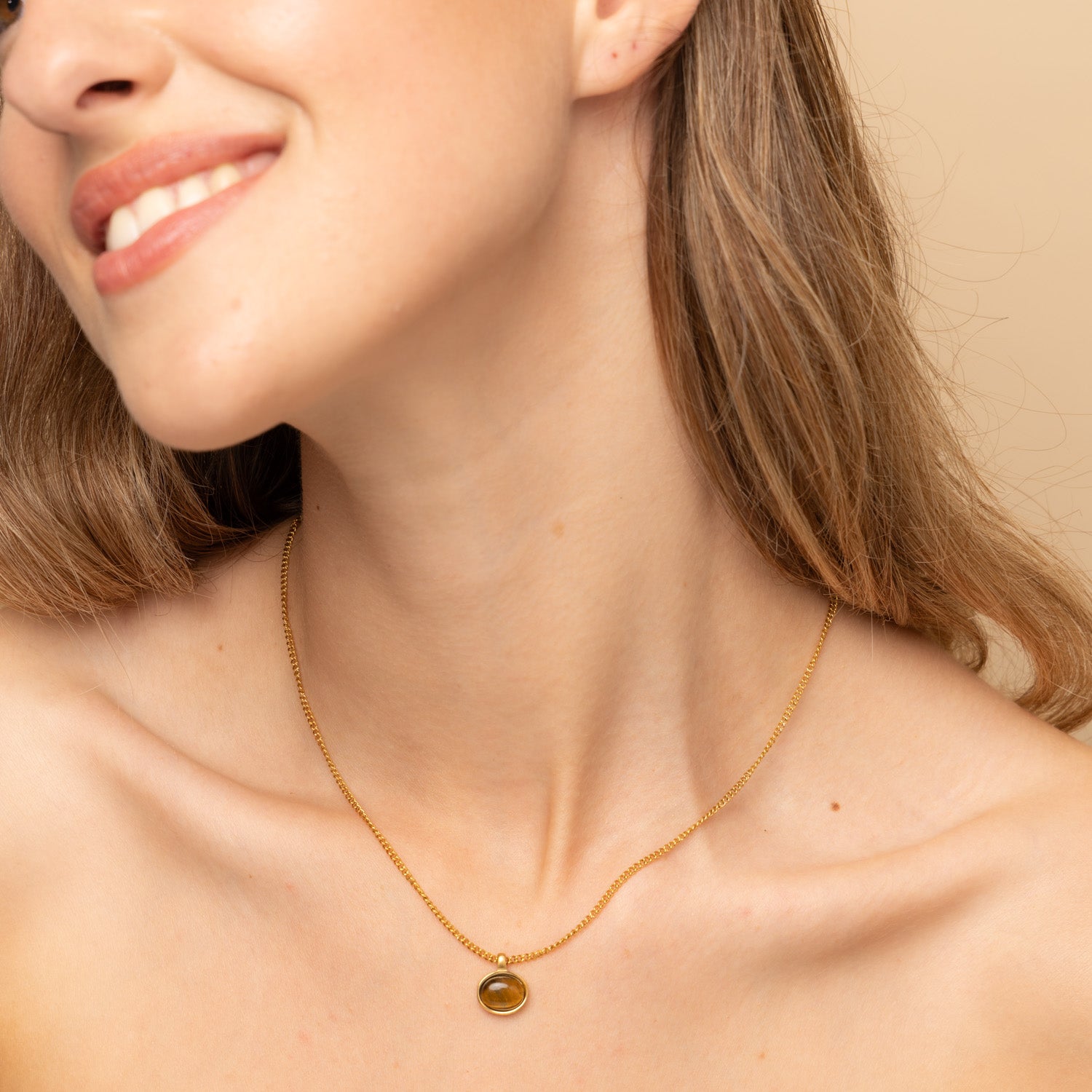 tiger eye layering pendant necklace