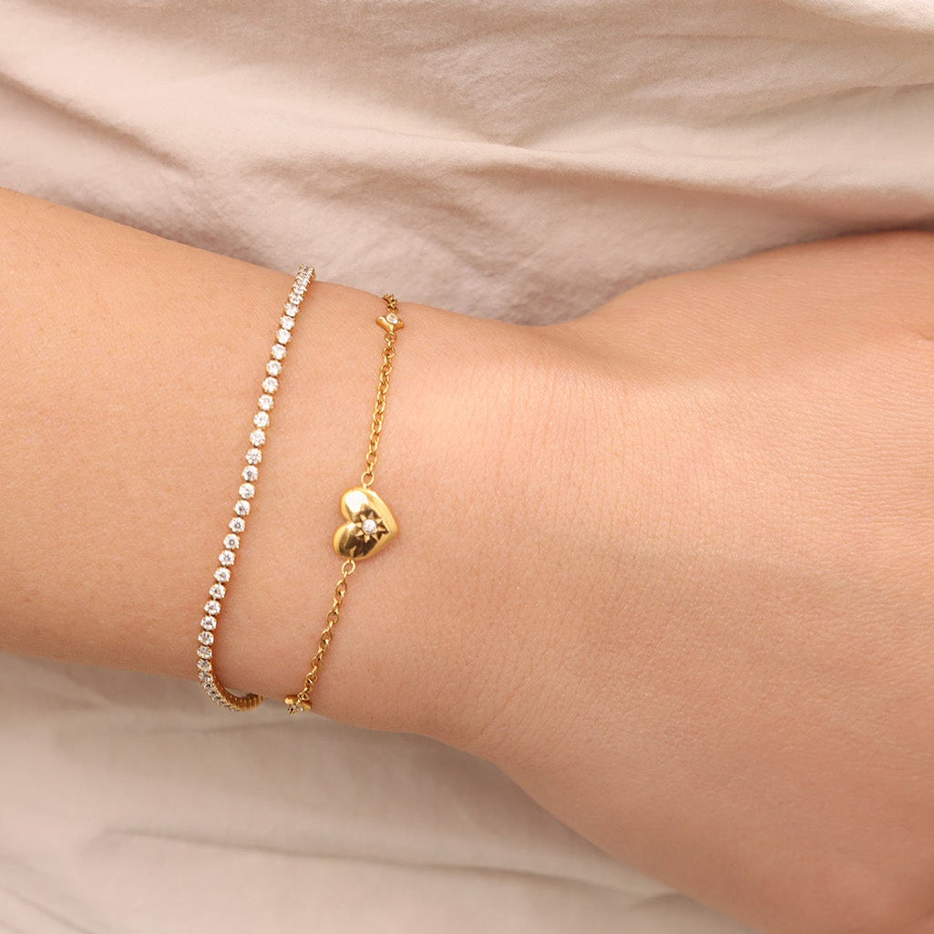 gold minimal bracelet stack