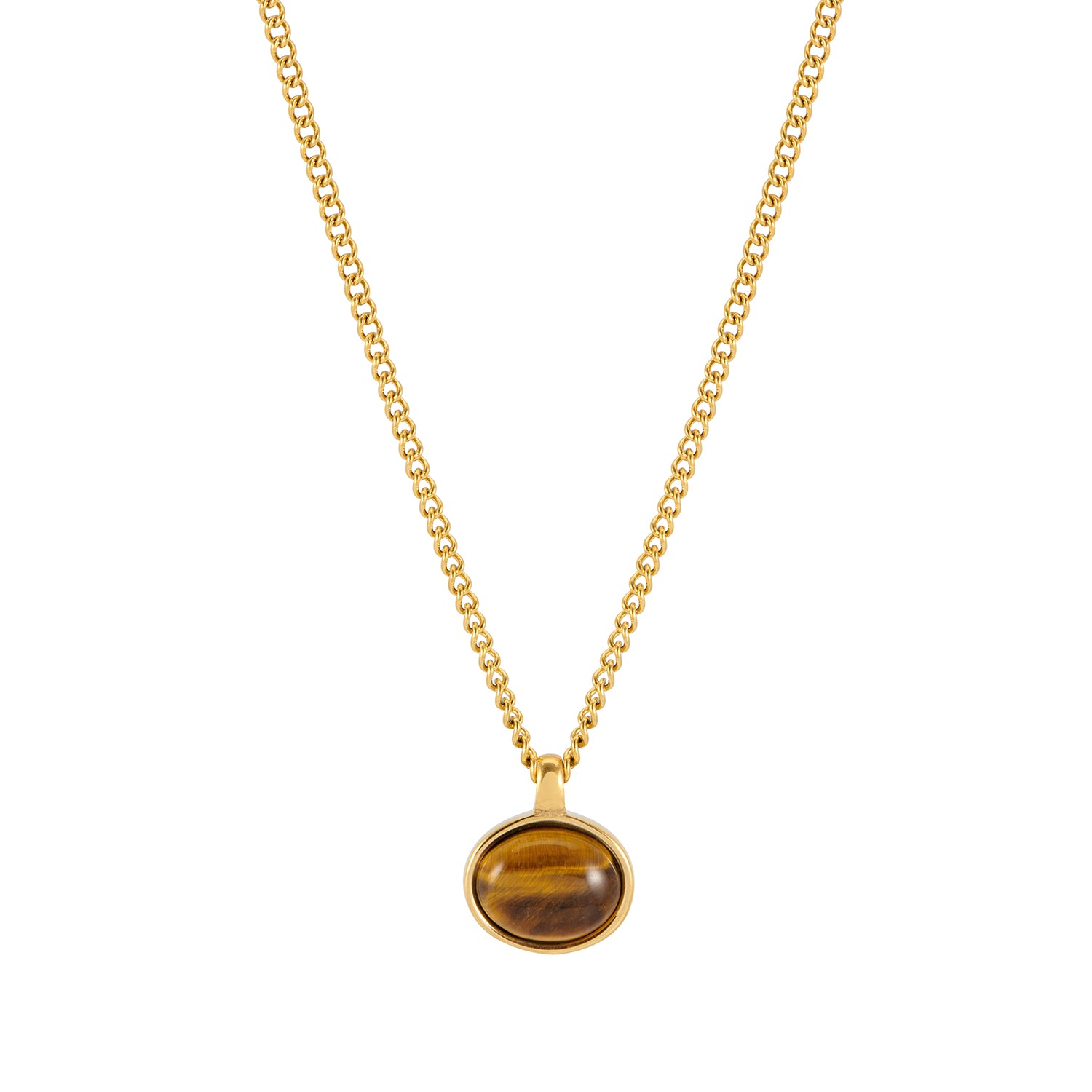 waterproof tiger eye chunky pendant necklace