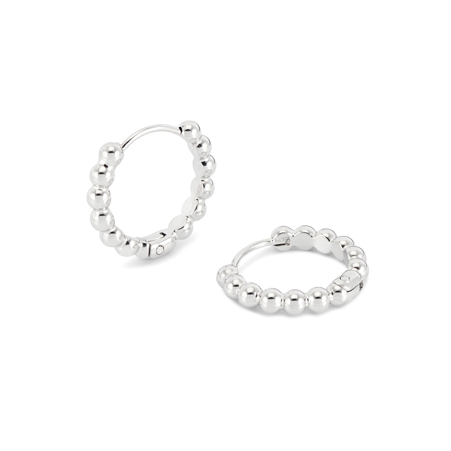 waterproof silver beaded hoop earrings
