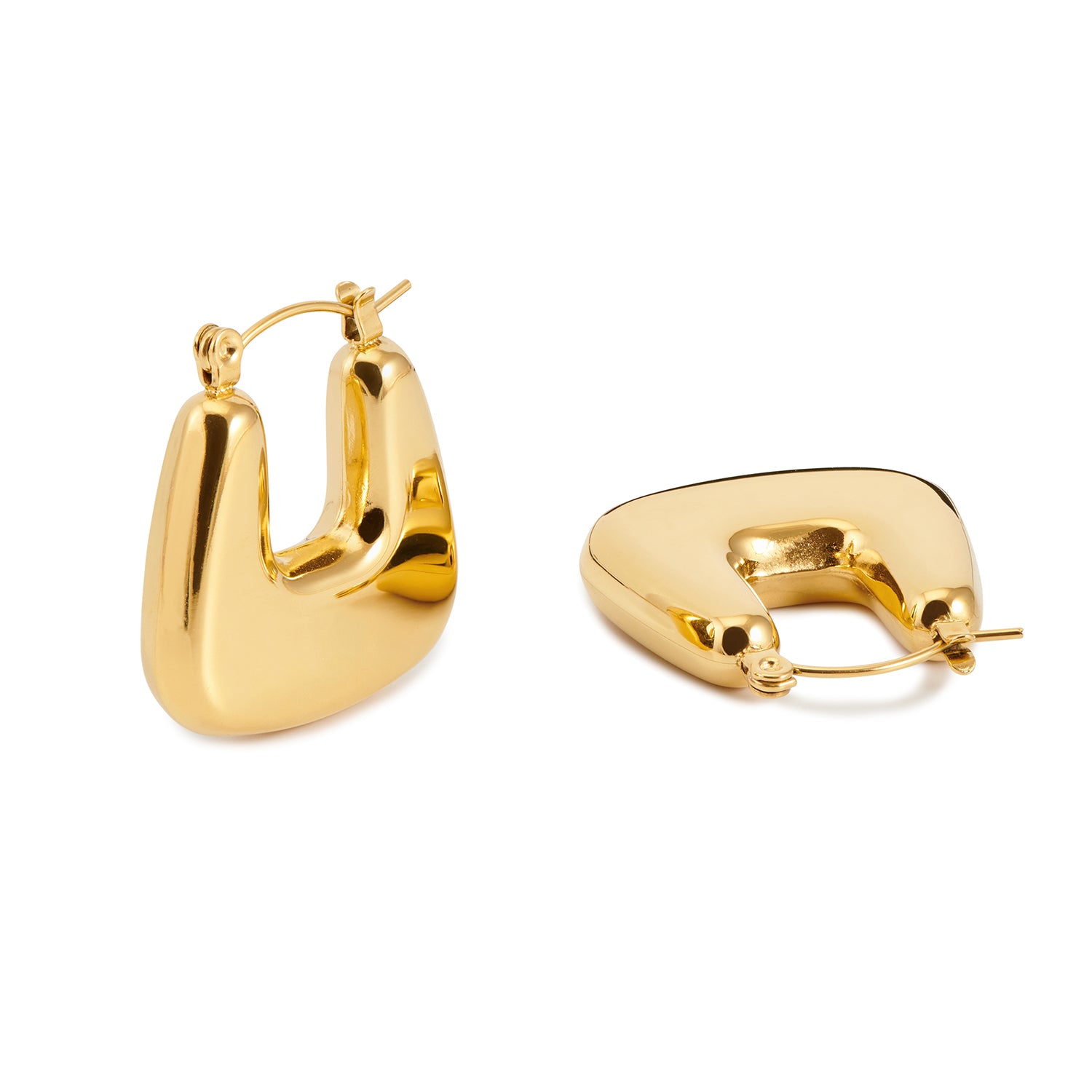 Gold Chunky Flat Square Hoops