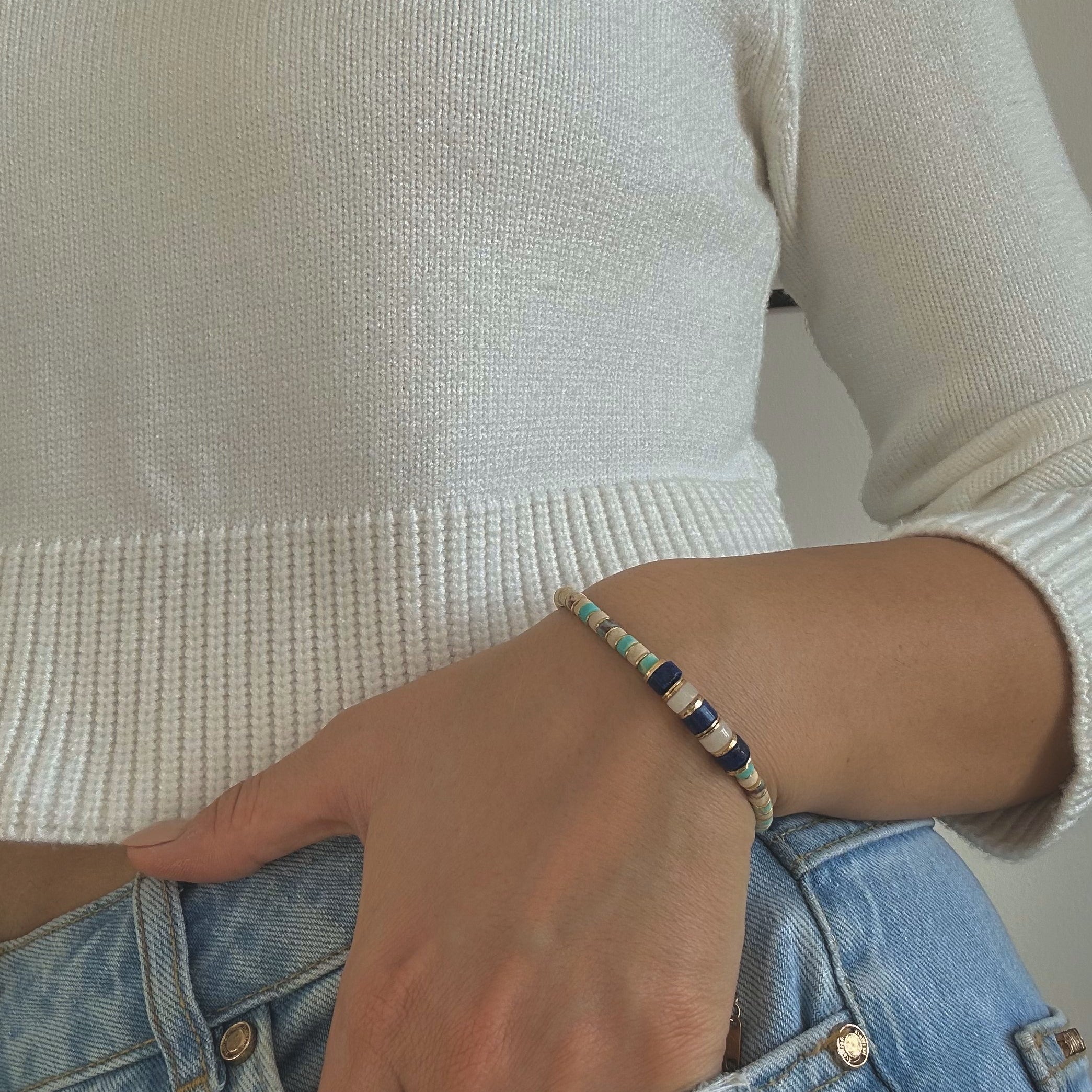 blue beaded bracelet