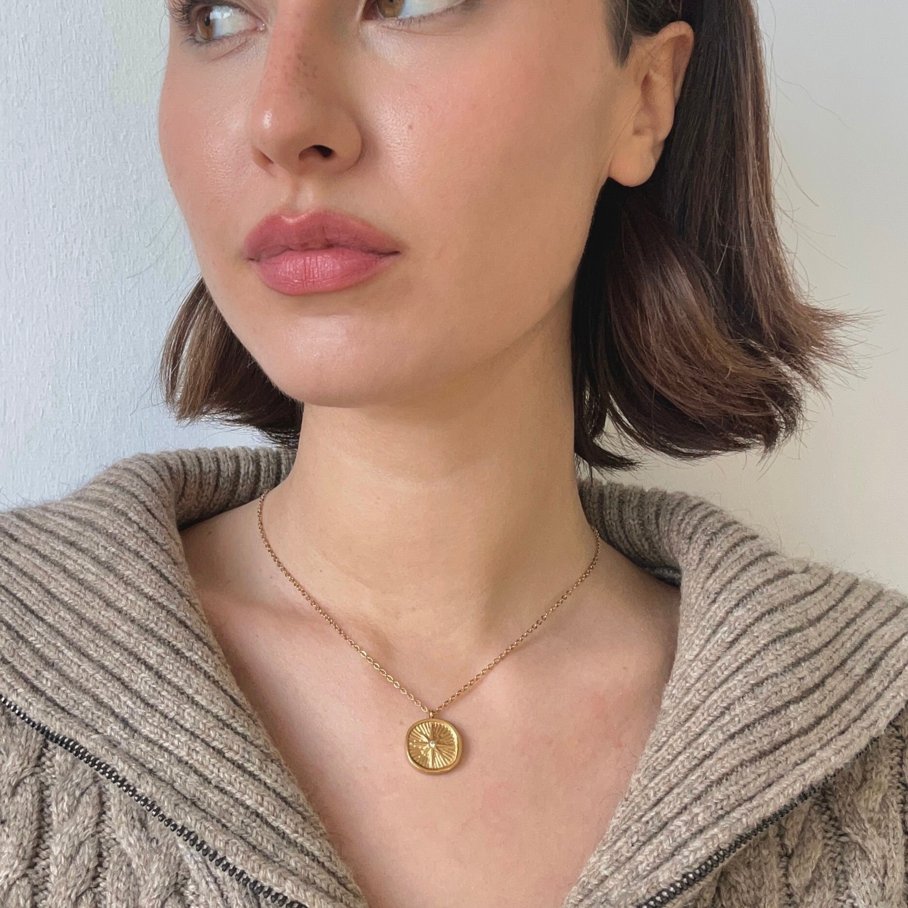 gold coin layering necklace