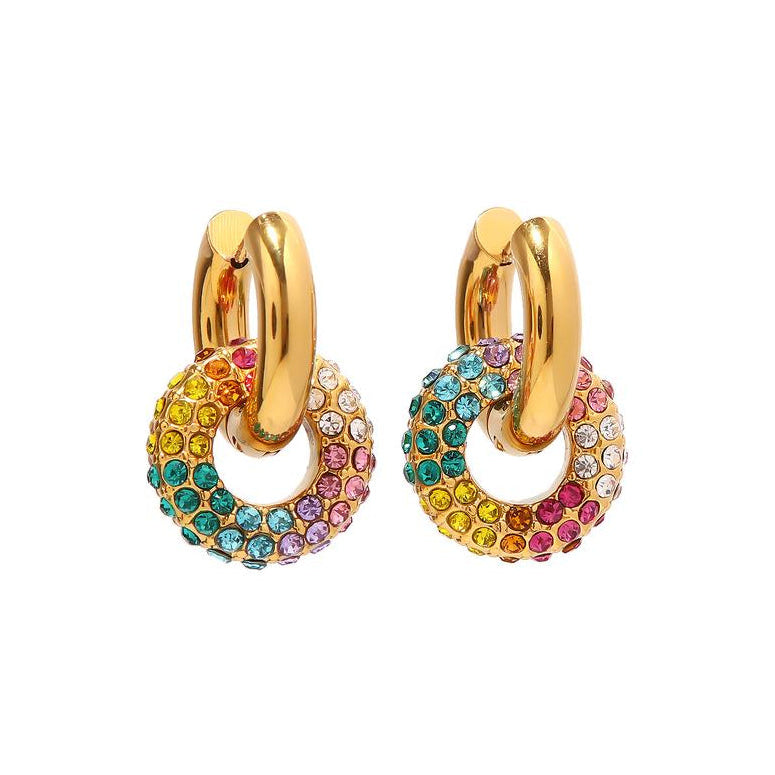 chunky charm hoops with colourful stones