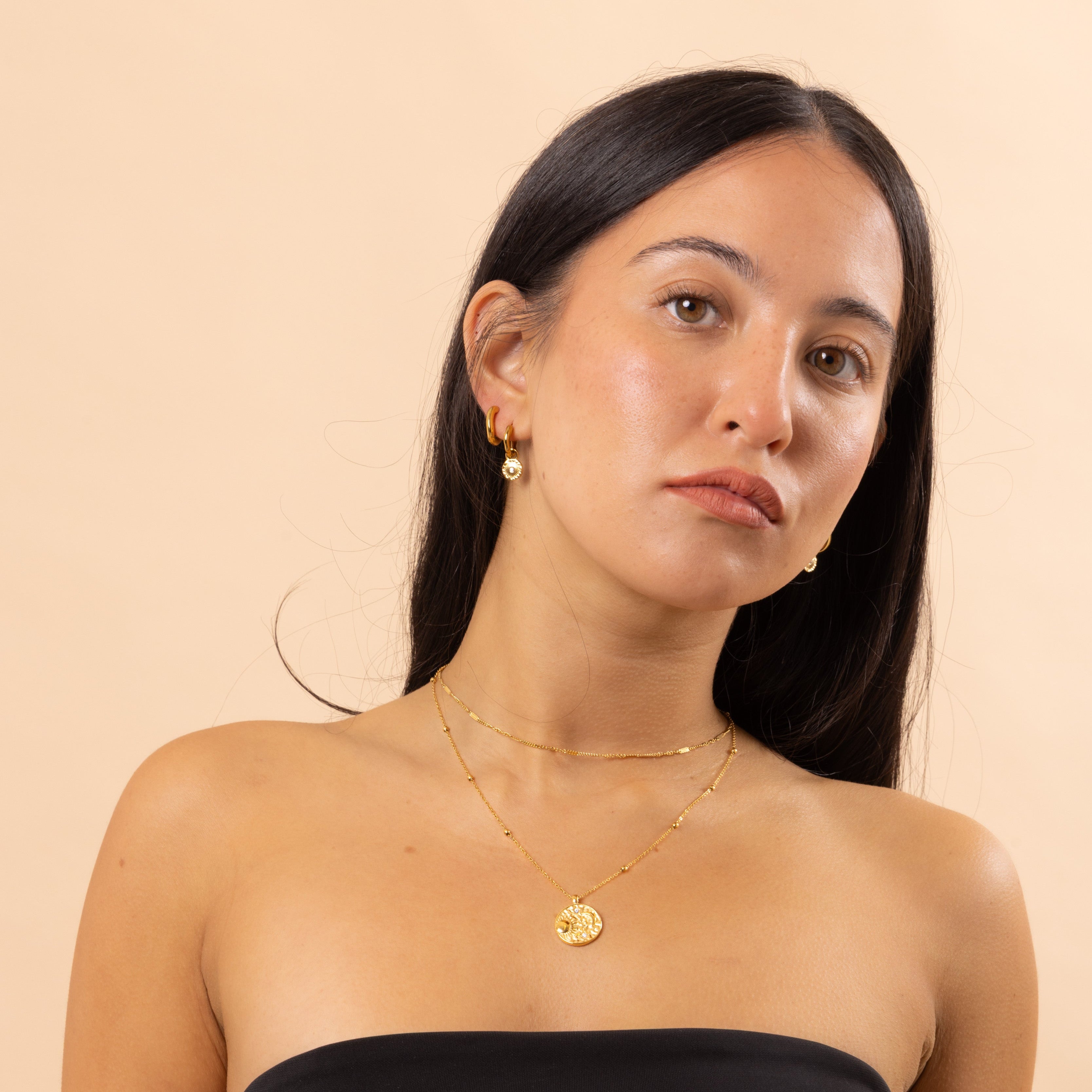 waterproof anti tarnish stacking charm hoop earrings