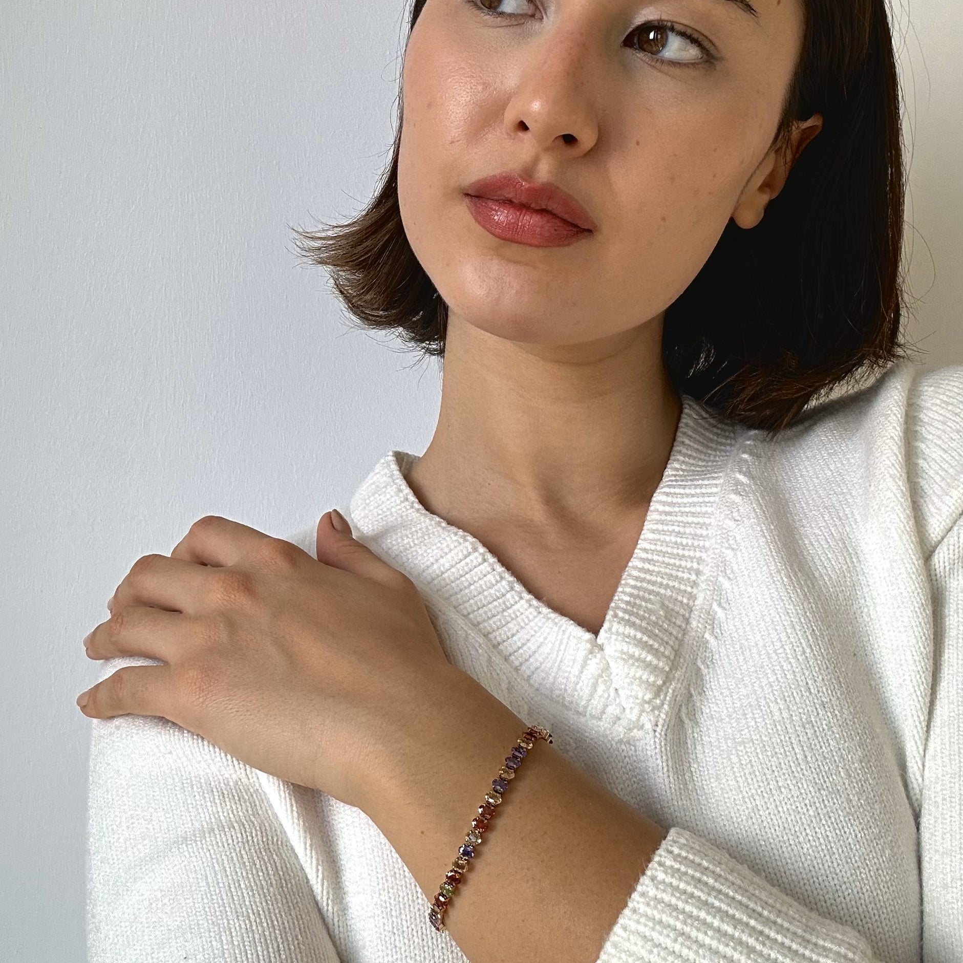 purple red multicolour tennis bracelet