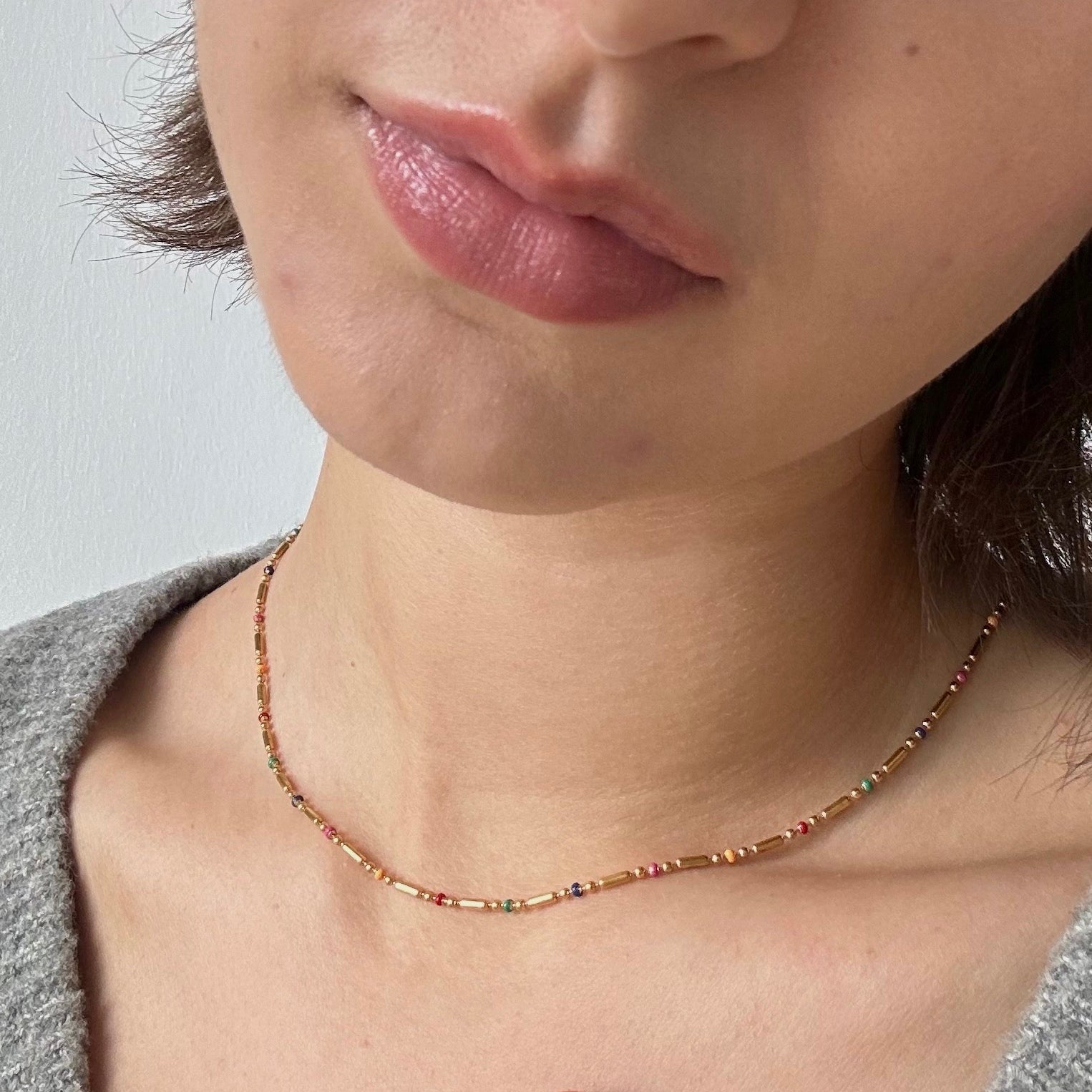 gold bead chain necklace