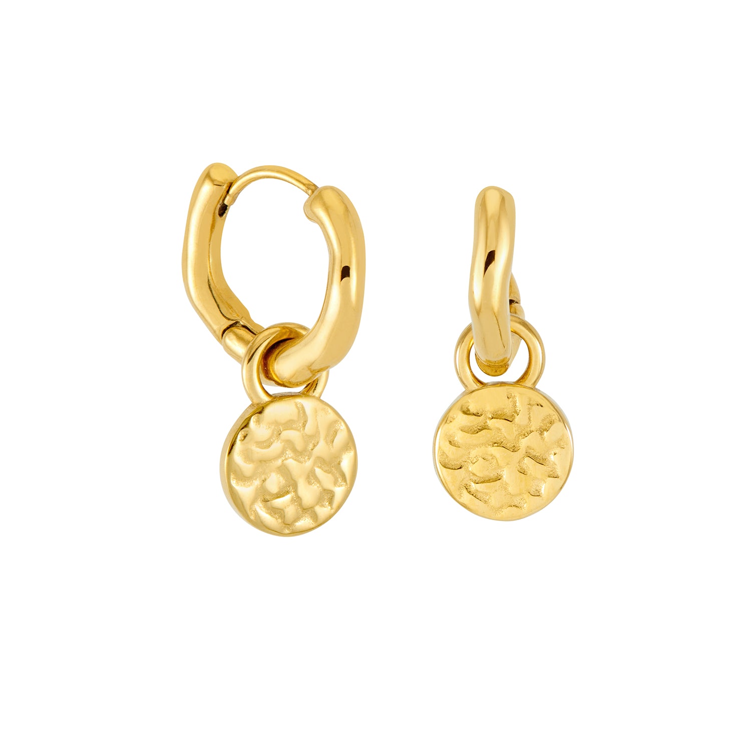 removable charm gold huggie hoop earrings