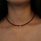 burgundy garnet beaded gemstone necklace 