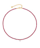 red gemstone necklace with cubic zirconia stones