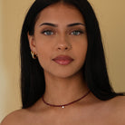 burgundy garnet gemstone necklace with gold finish