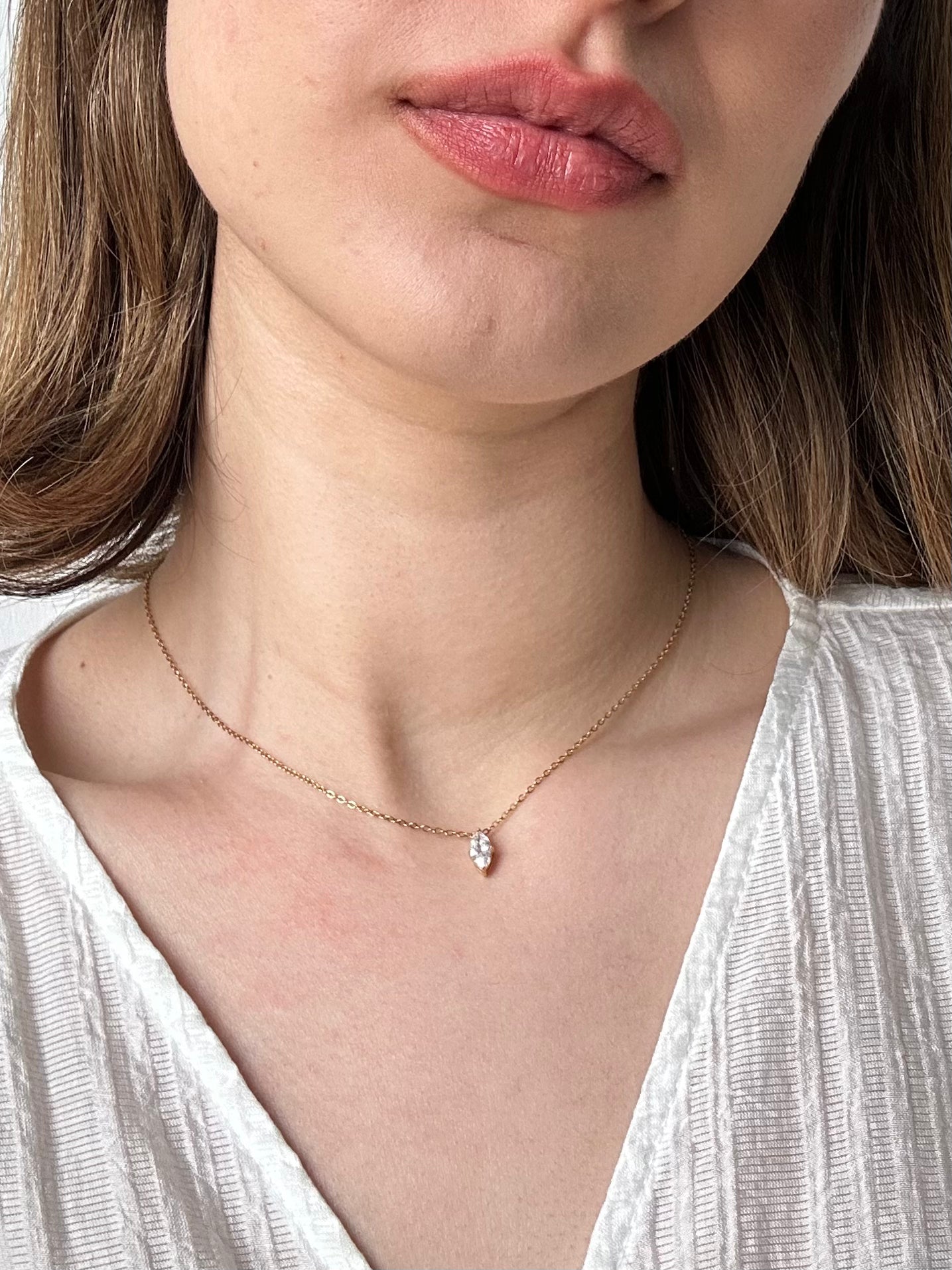 gold diamond crystal necklace