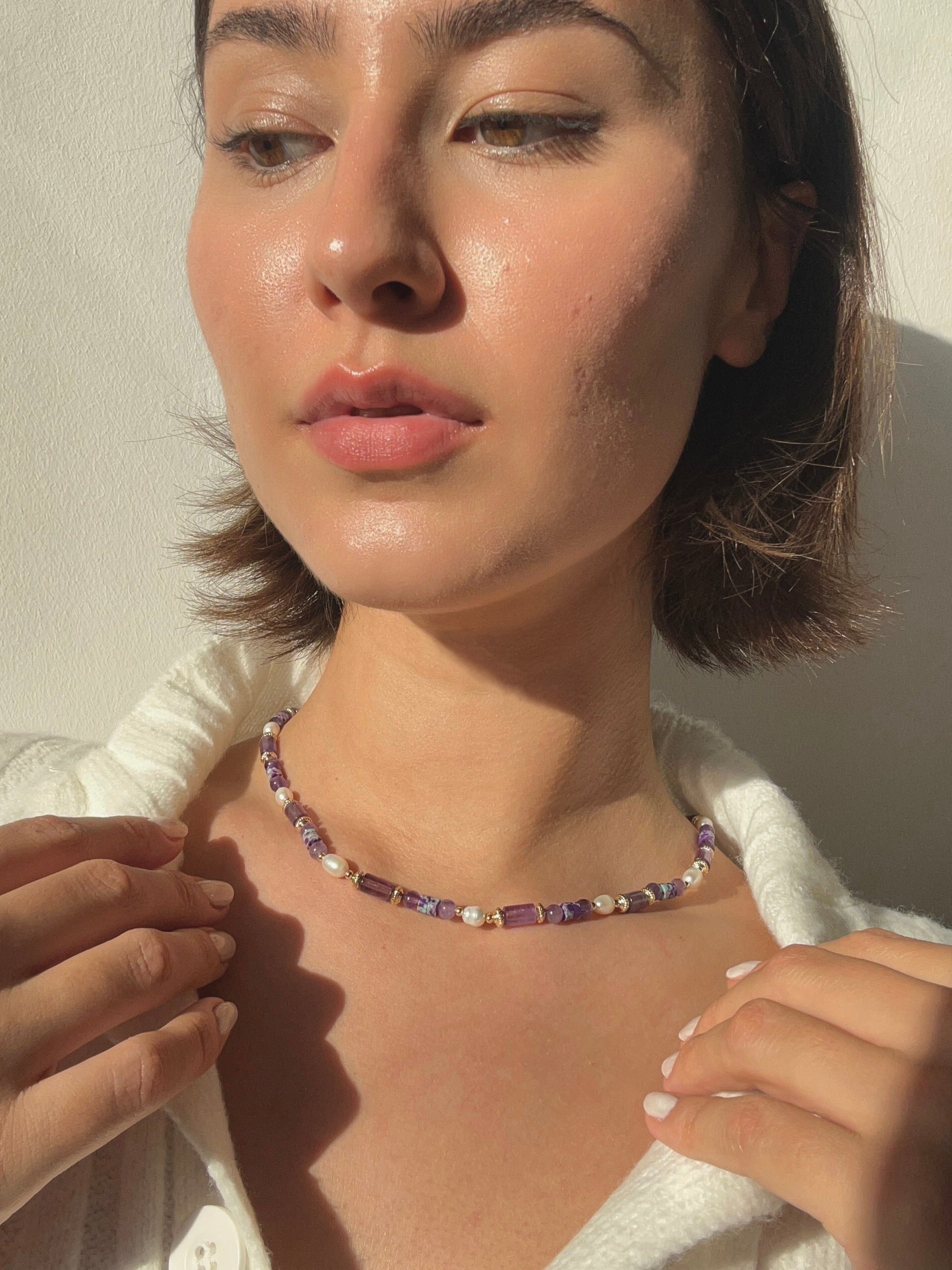 short beaded necklace for layering