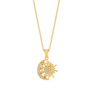 Zoi Era Celestial Crystal Sun and Moon Pendant Necklace – dainty layering necklace with crystal charm, waterproof and anti-tarnish jewellery.