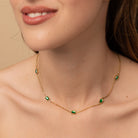 gold emerald short chain necklace