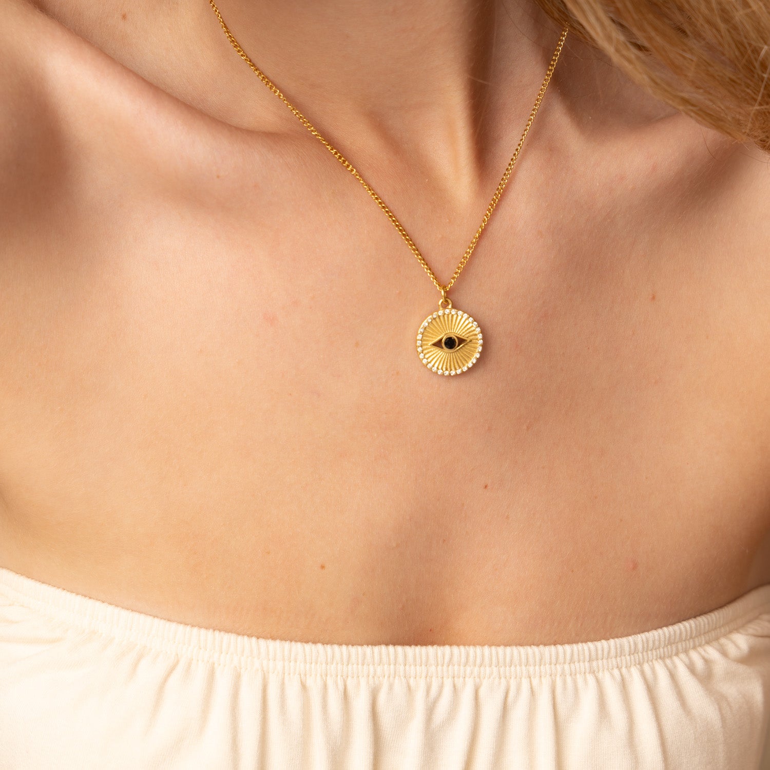 gold eye pendant necklace