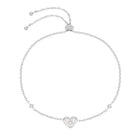 silver dainty heart bracelet with star charms