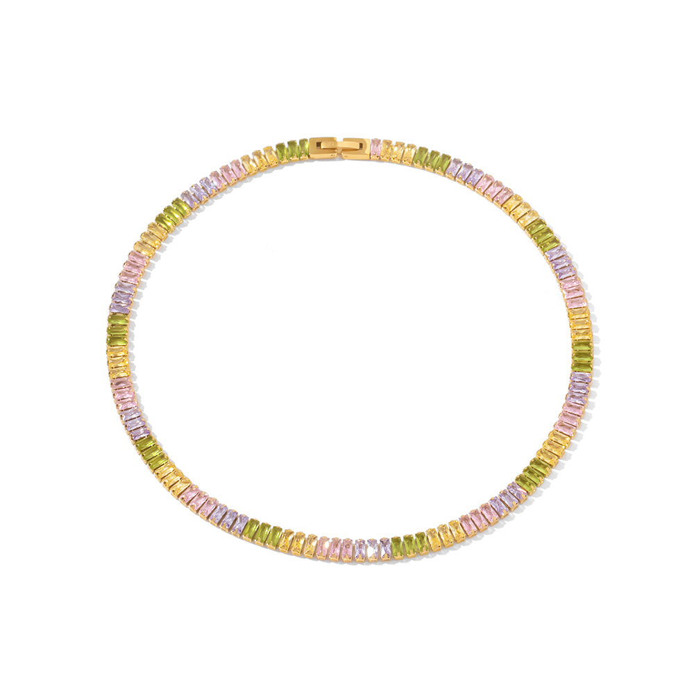 multicolour tennis necklace