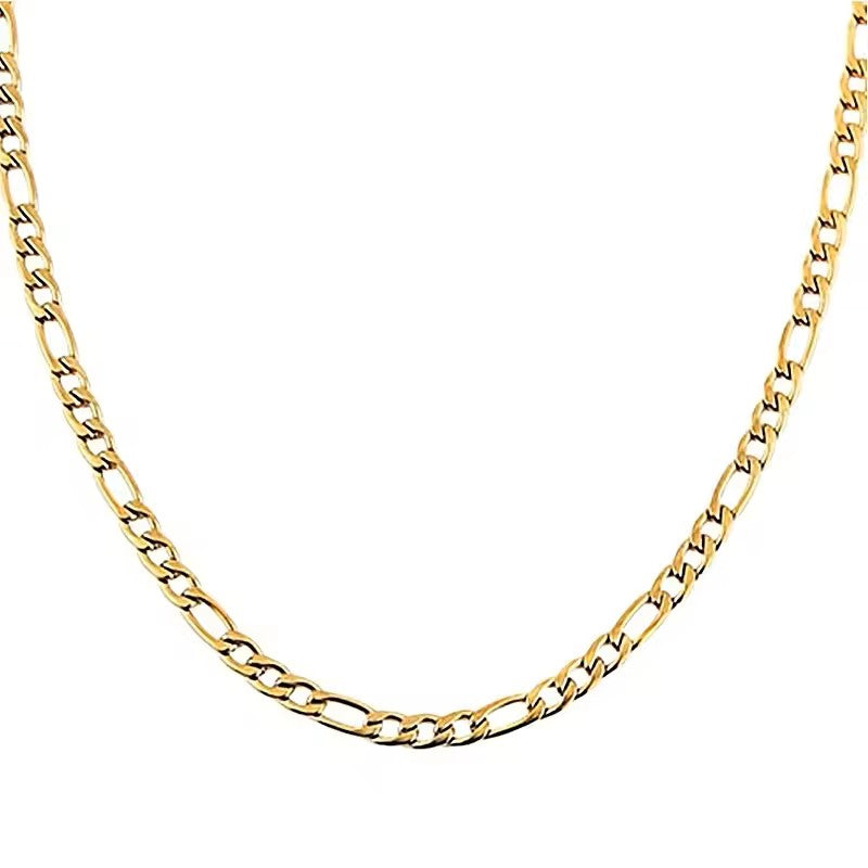 gold 3mm figaro chain necklace