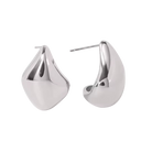 silver chunky tear drop stud earrings