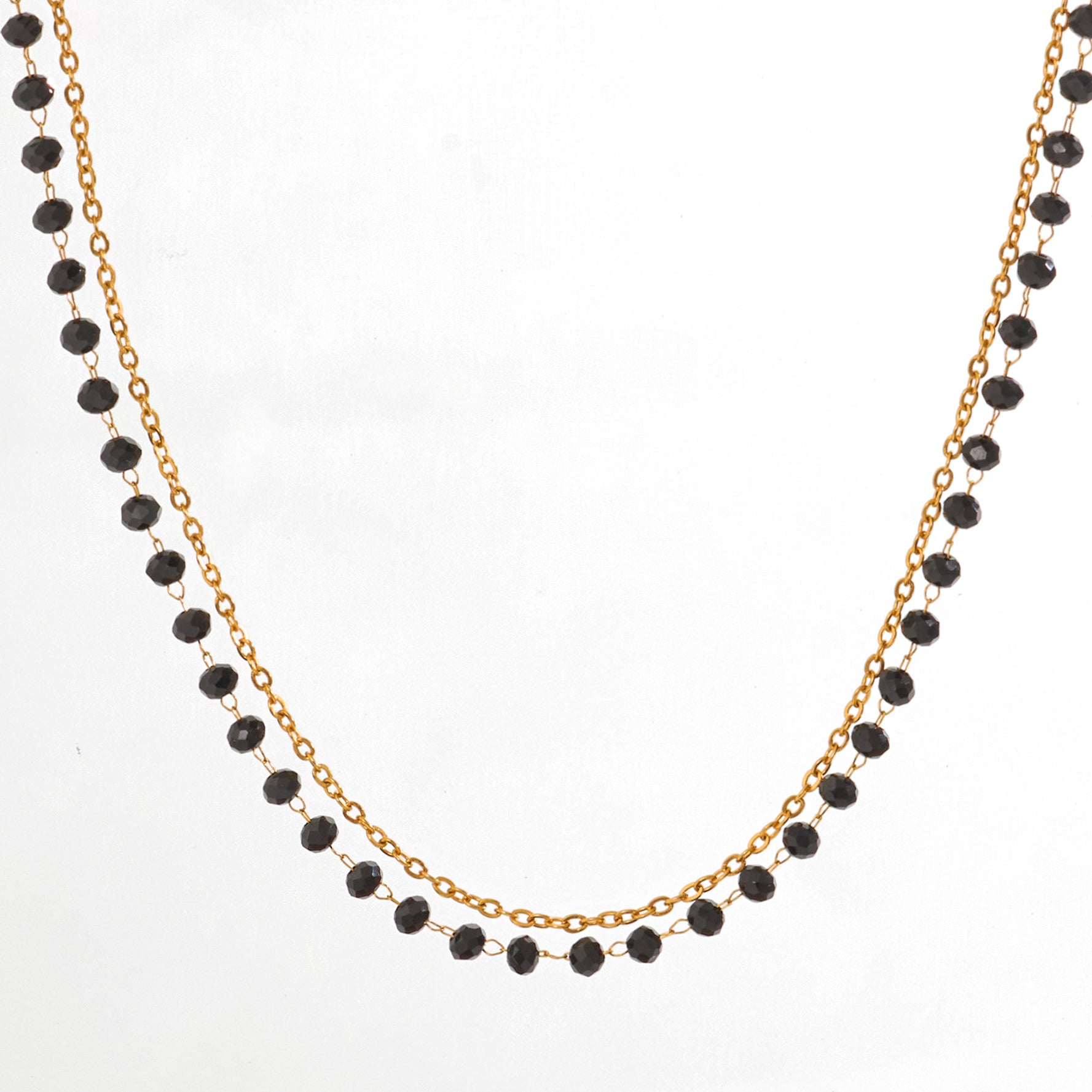 beaded double chain necklace