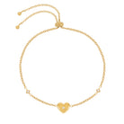 Gold bracelet with a heart-shaped charm with adjustable chain 