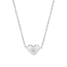 Silver heart-shaped necklace with a small round pendant
