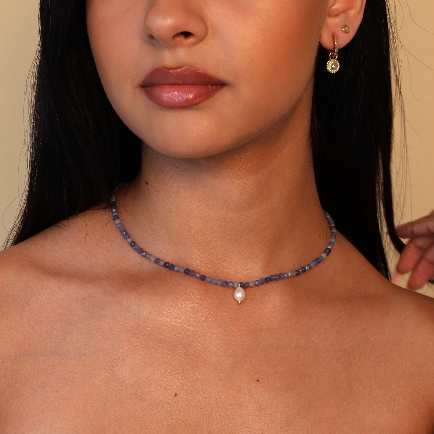 blue aventurine gemstone necklace waterproof and antitarnish