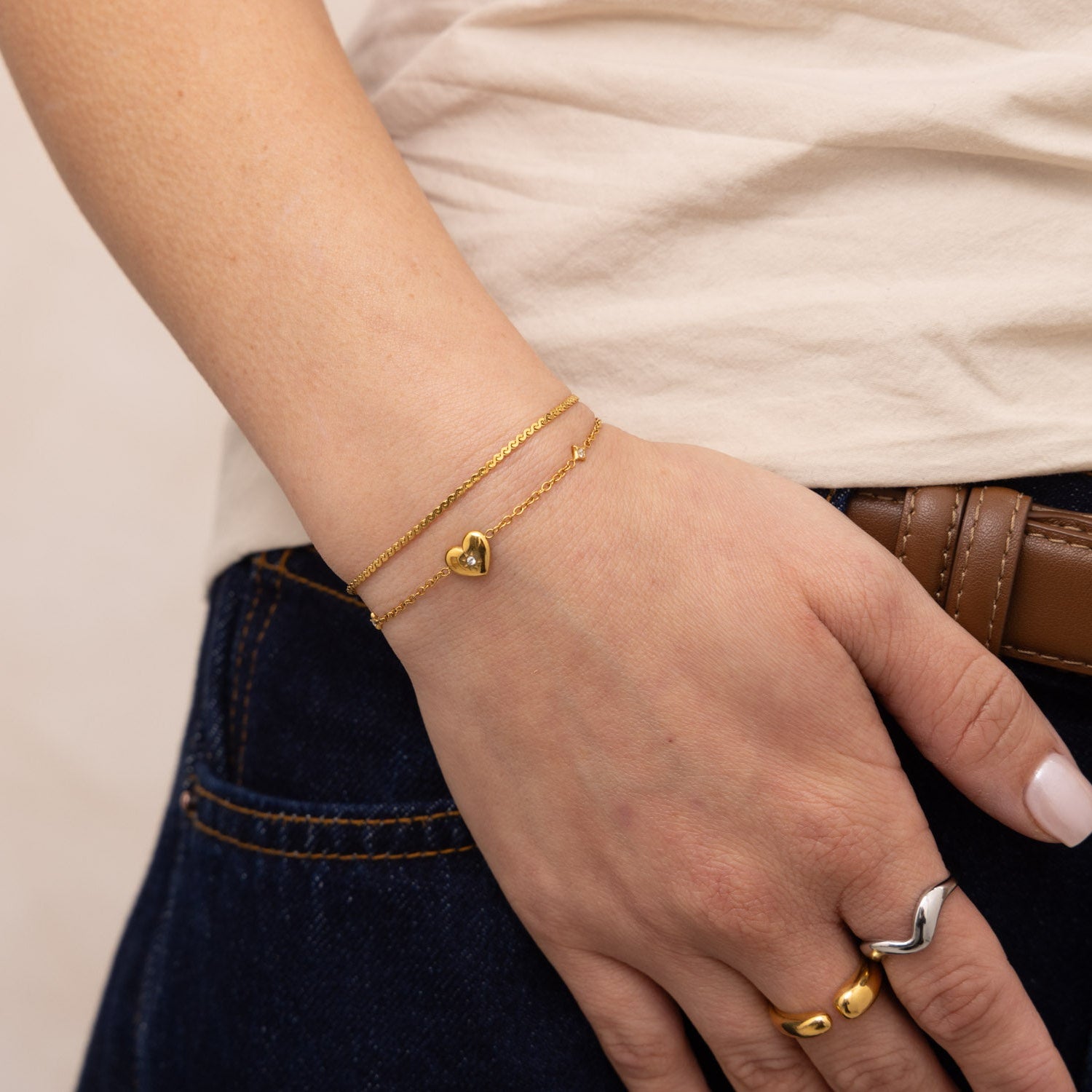 dainty gold bracelet stack