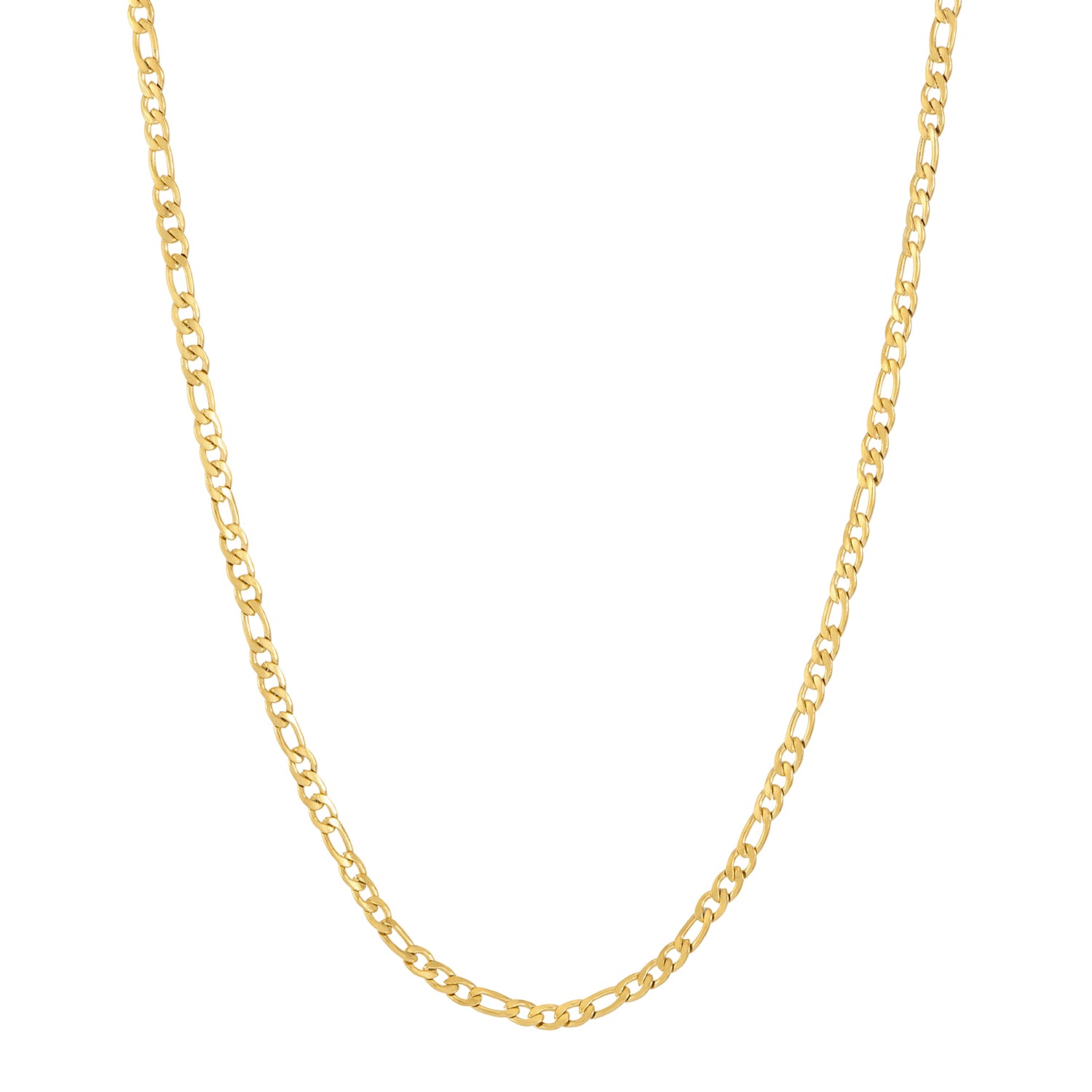 3mm Silver Figaro Chain Necklace – waterproof anti-tarnish stainless steel jewellery, classic layering chain.
