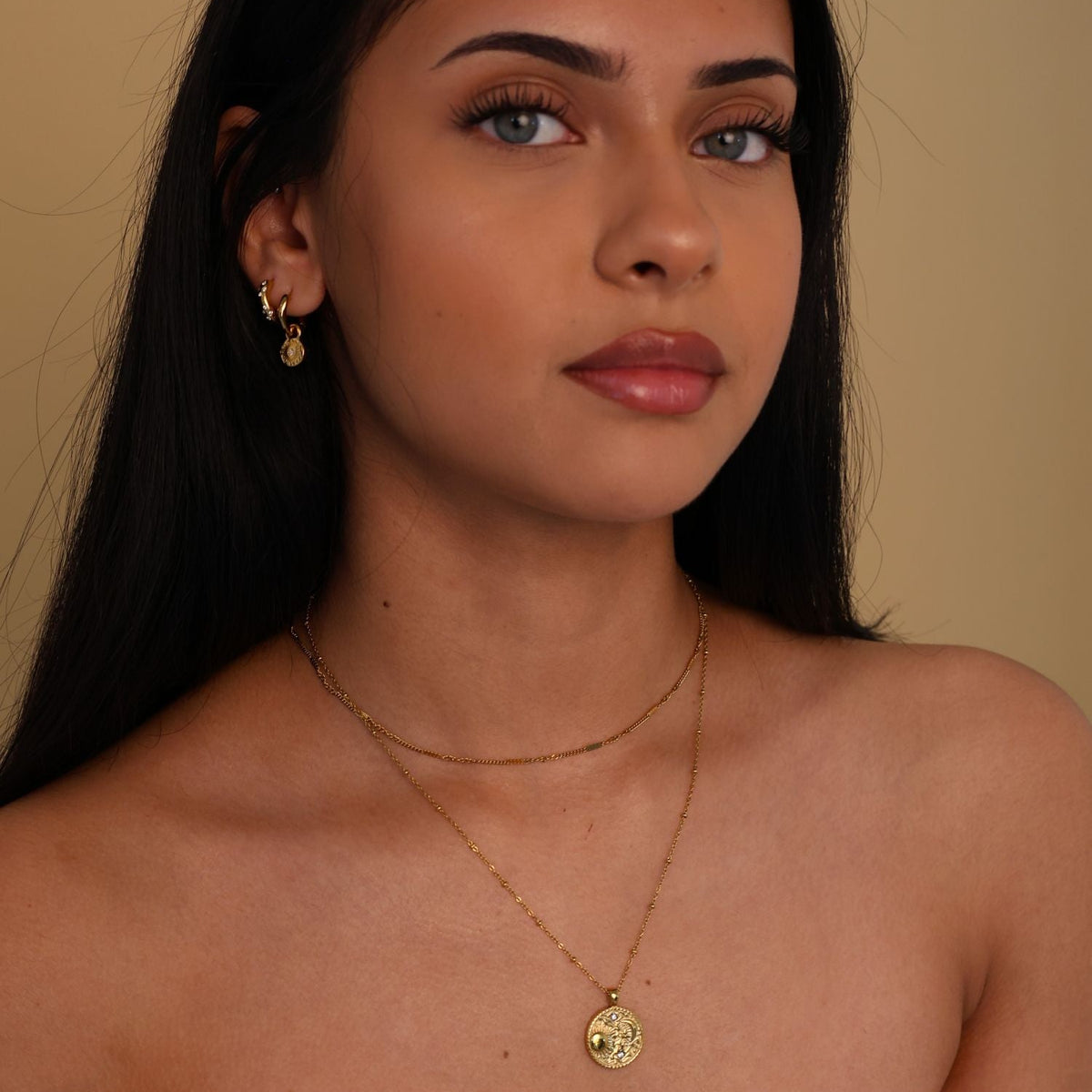 gold sun moon and star necklace waterproof and anti tarnish