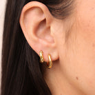 gold wave huggi hoops ear stacking waterproof anti-tarnish 