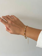 gold white agate chunky beaded bracelet