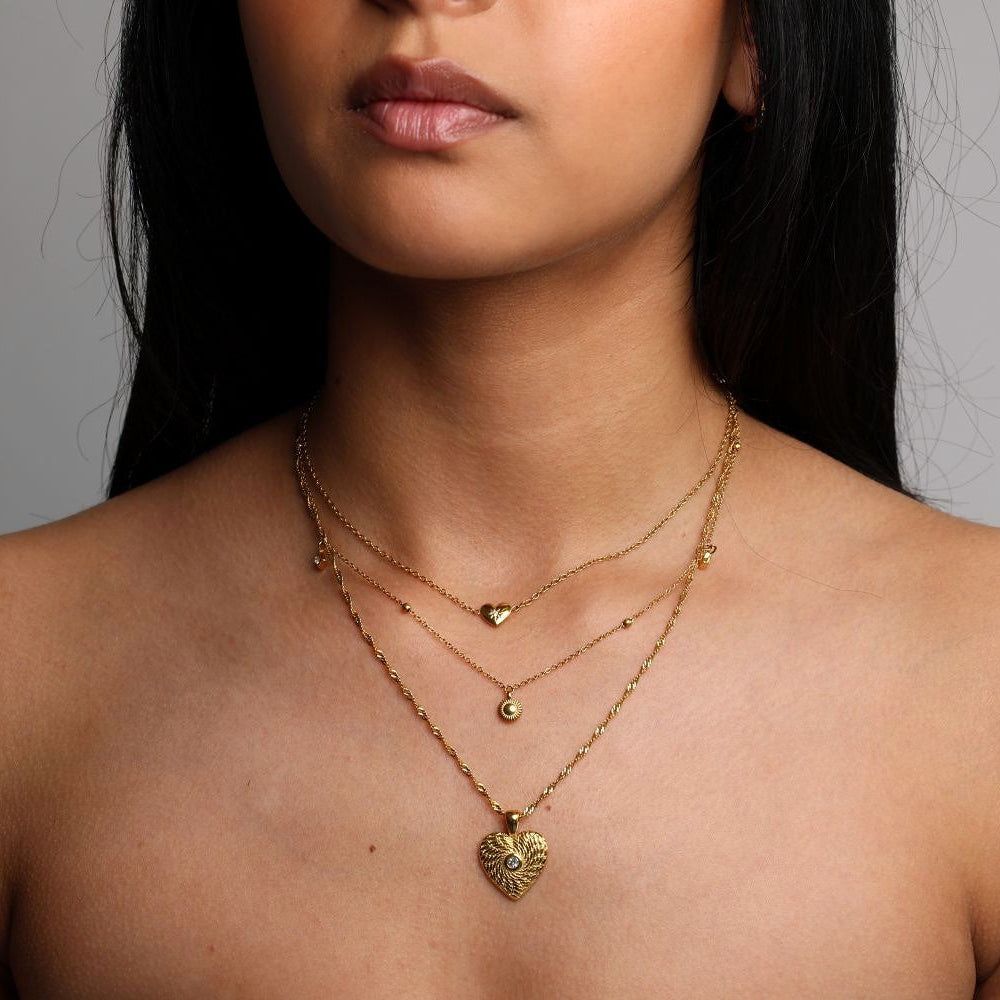 heart necklace layering waterproof and anti-tarnish