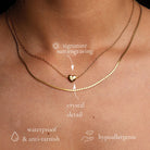 minimal sun engraved heart pendant necklace waterproof and anti-tarnish 