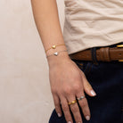 silver and gold dainty waterproof  heart bracelet stack