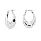 Pair of Silver Thick Oval Hoop Earrings – bold oval silver hoops, waterproof and tarnish-free stainless steel jewellery, modern fashion accessory.