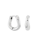 silver wave huggie hoop earrings