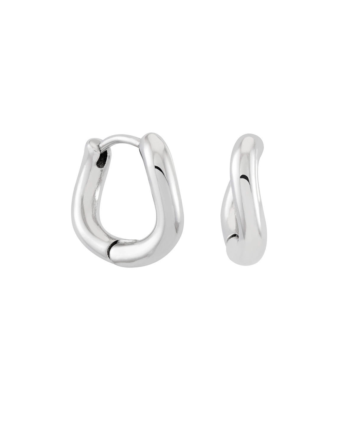 silver wave huggie hoop earrings