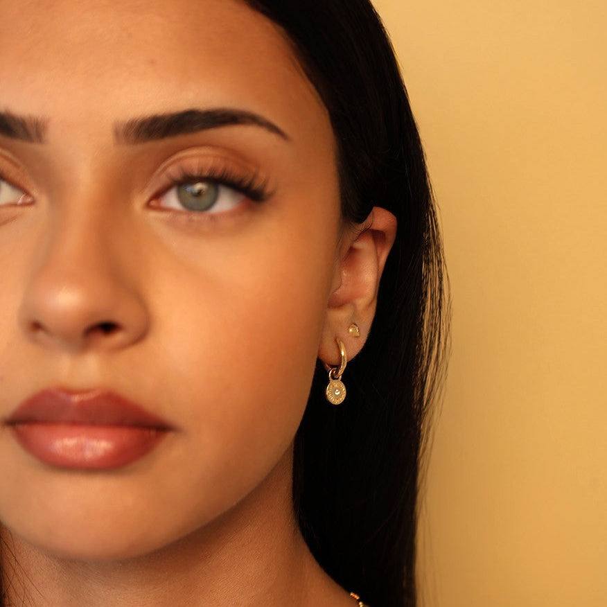waterproof charm hoop earrings wth sun charms