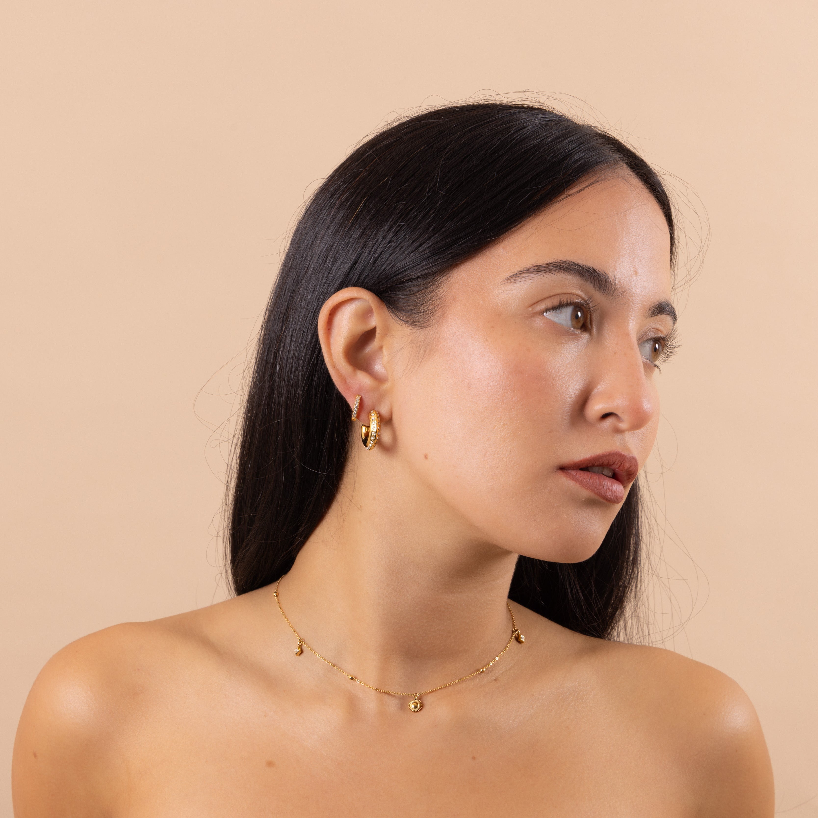waterproof ant tarnish chunky crystal hoop earrings