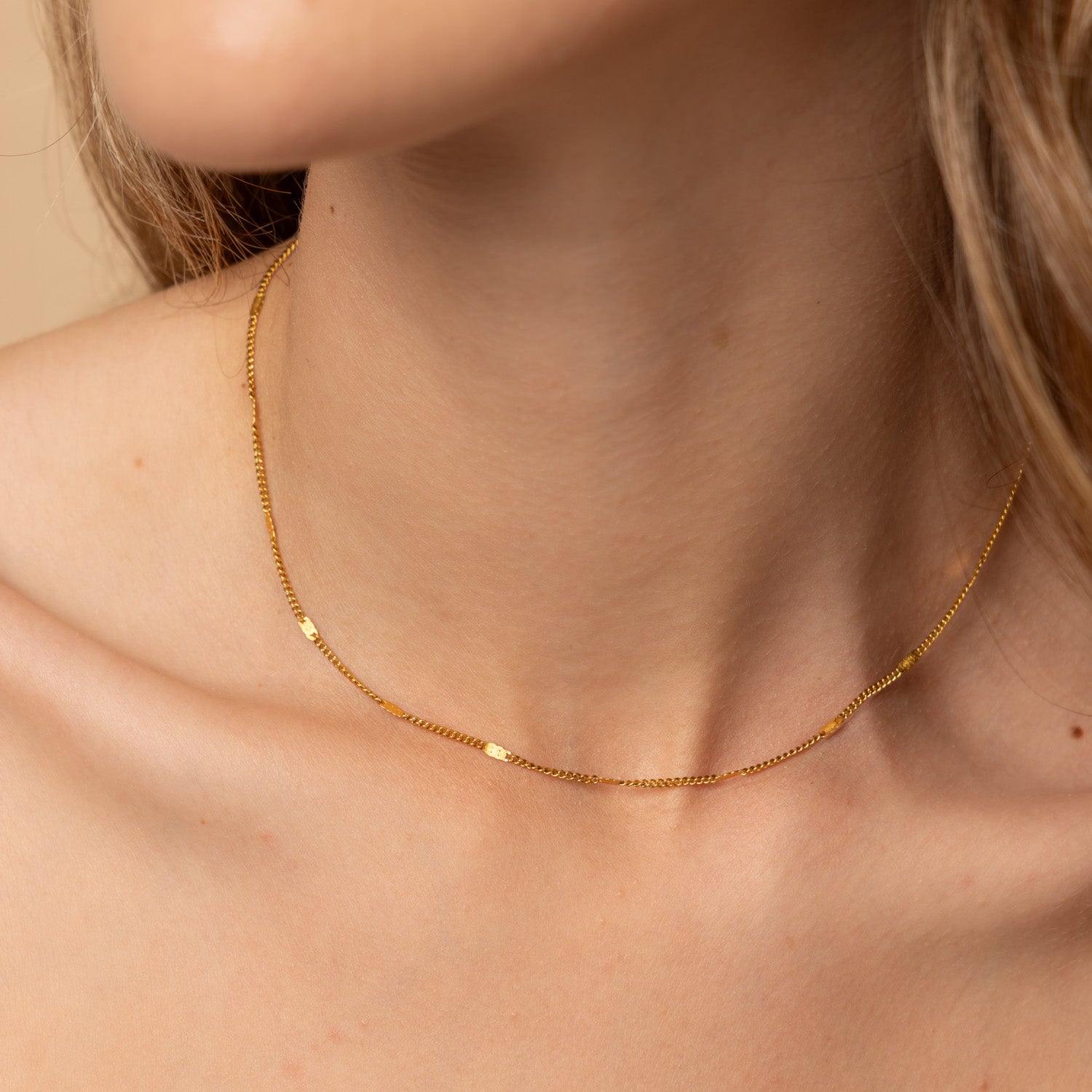 waterproof gold simple chain necklace 