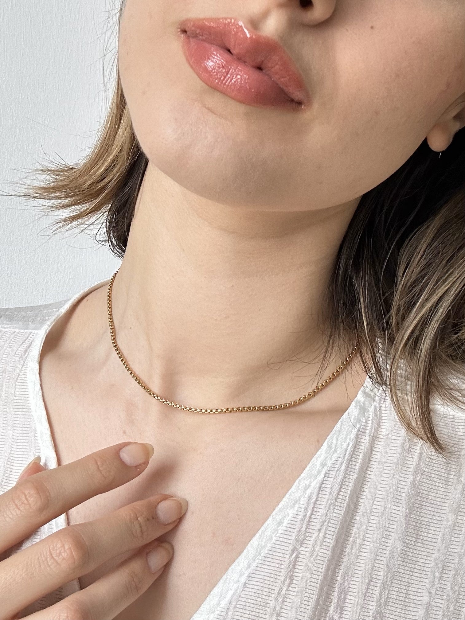 dainty gold chain choker necklace